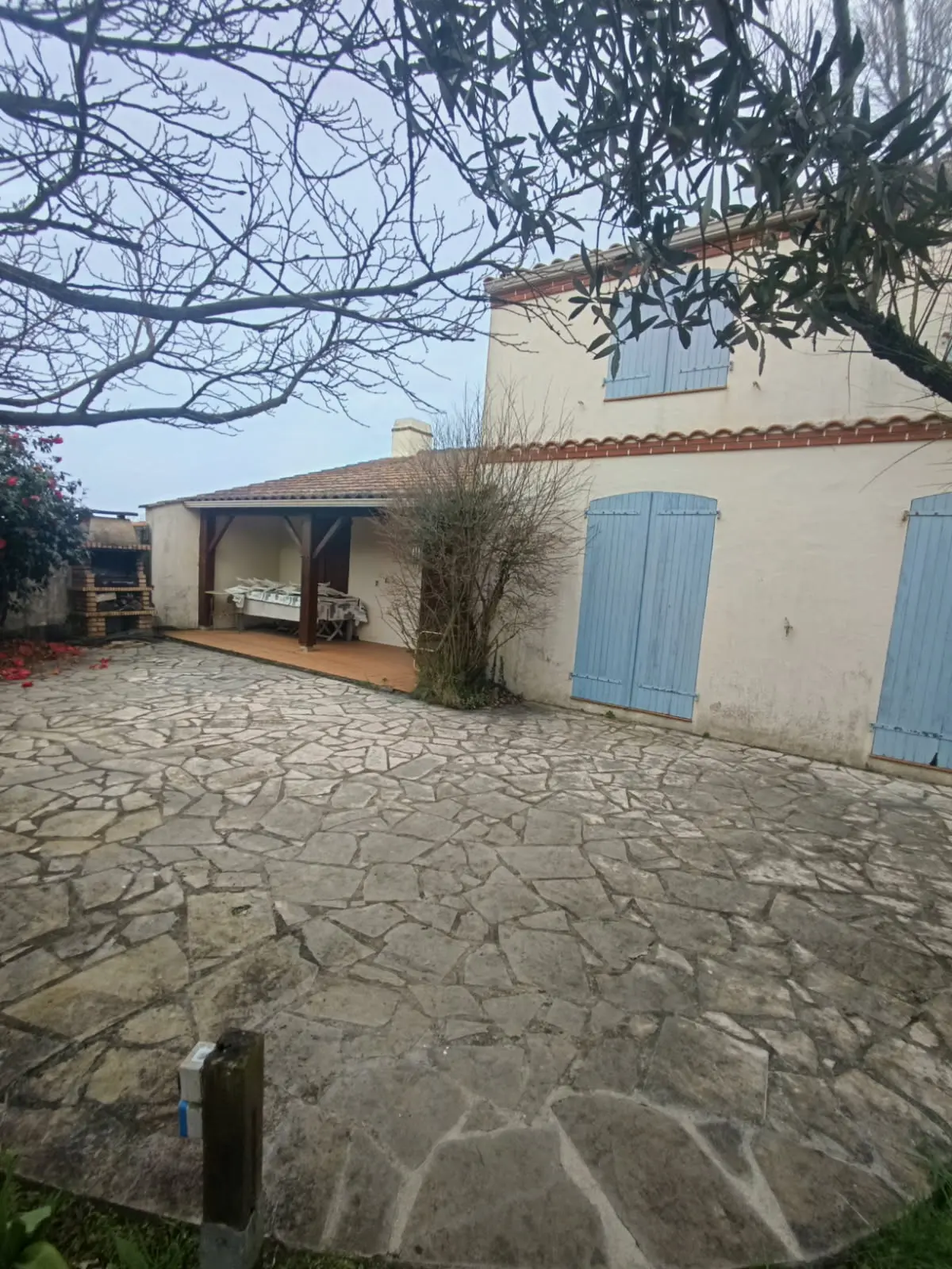 Avant - Nettoyage façade et terrasse et peinture des volets